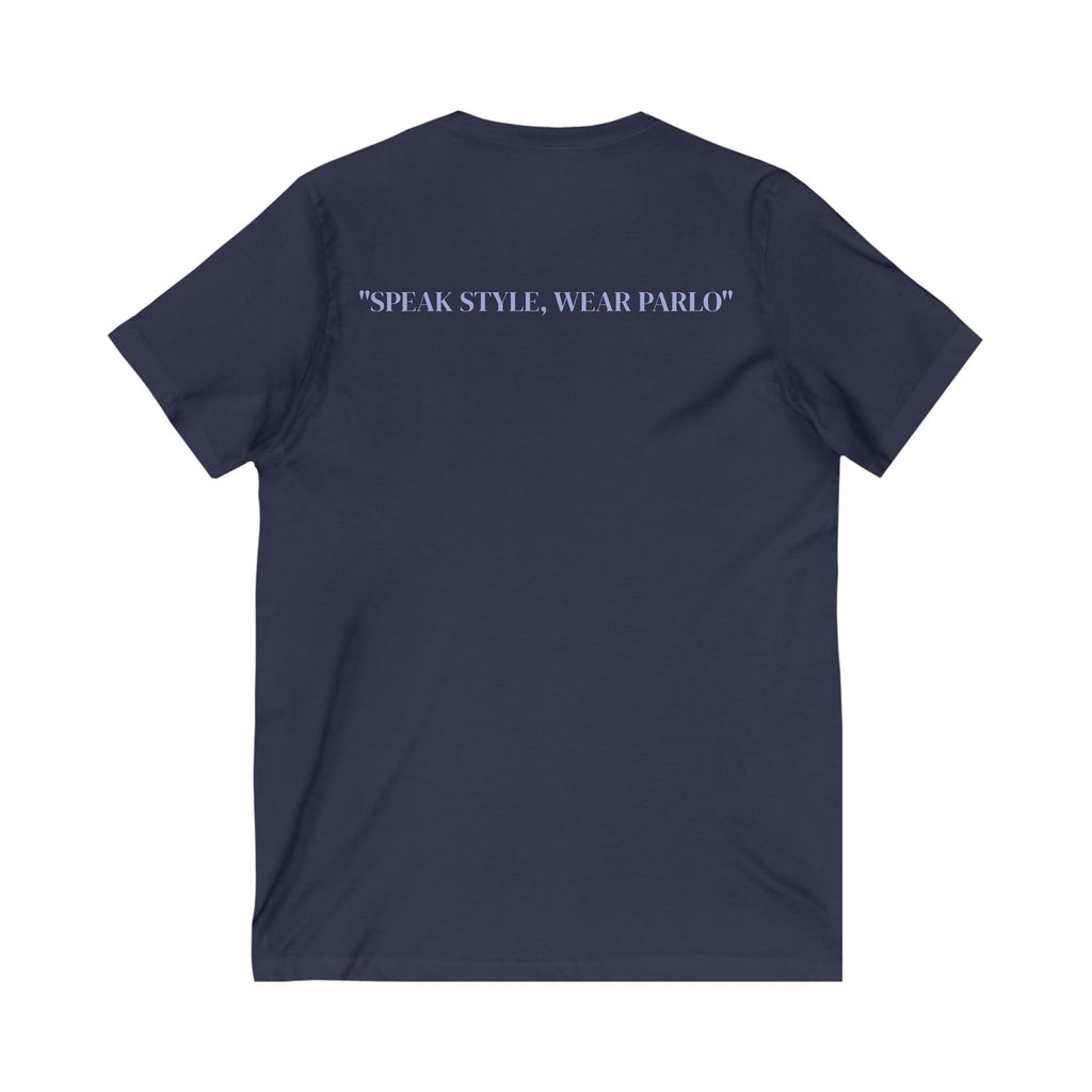 Unisex V-Neck Tee with PARLO Quote – Casual Wear, Everyday Style, Gift for Friends, Motivational T-Shirt