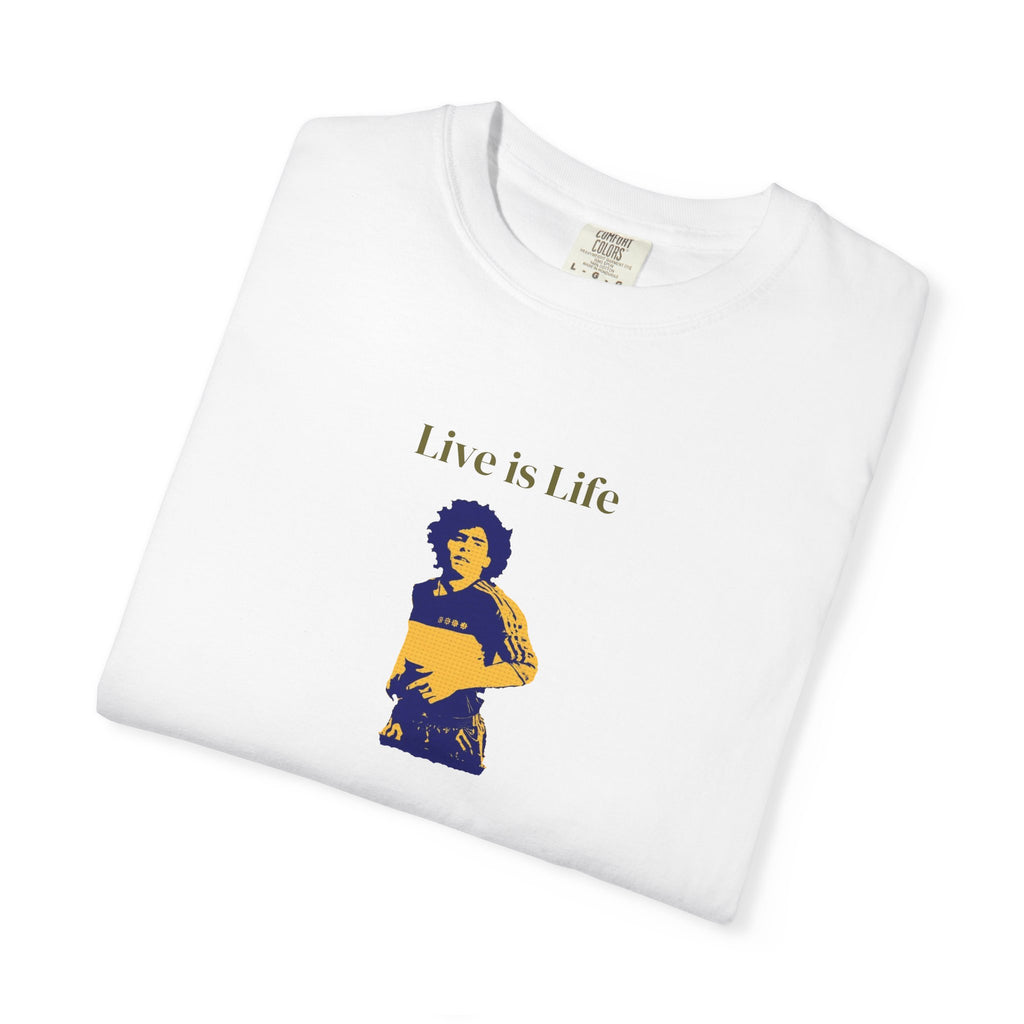 Live is Life - White T-Shirt Sports Unisex Garment-Dyed Tee