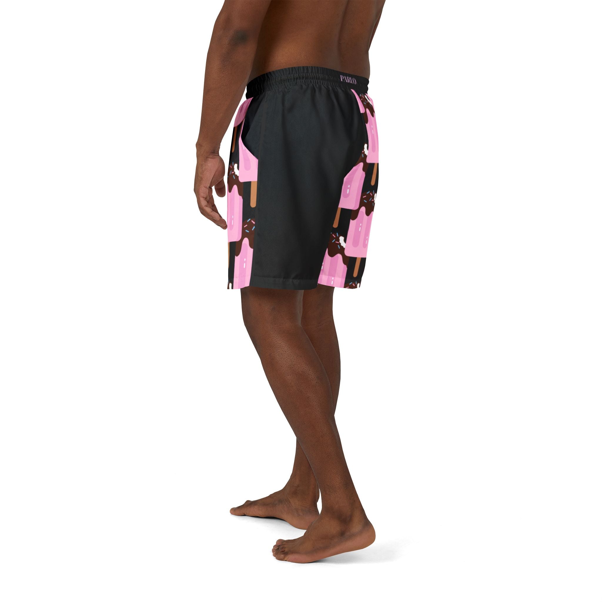 Ice Cream Print Unisex Swim Shorts - By PARLO Fun Beachwear, Summer Swim, Poolside Style, Vacation Essentials, Gender-Neutral Swimwear