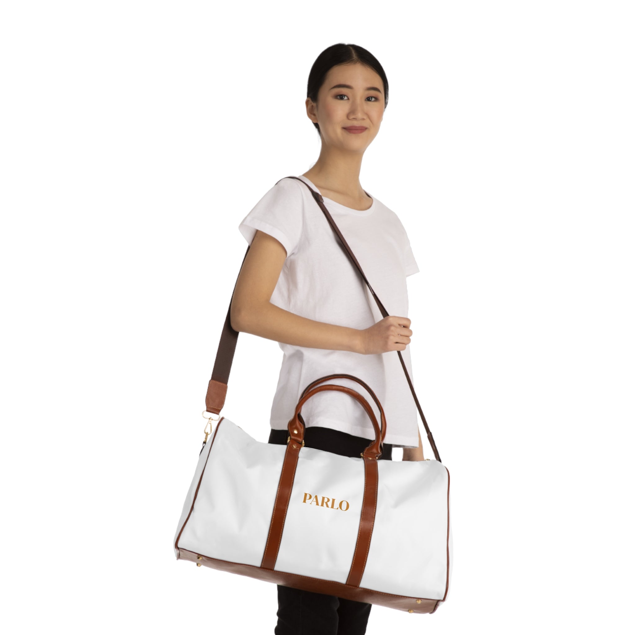 Chic Waterproof Travel Bag, Stylish Overnight Bag, Weekend Getaway Tote, Durable Luggage, Gym Bag.