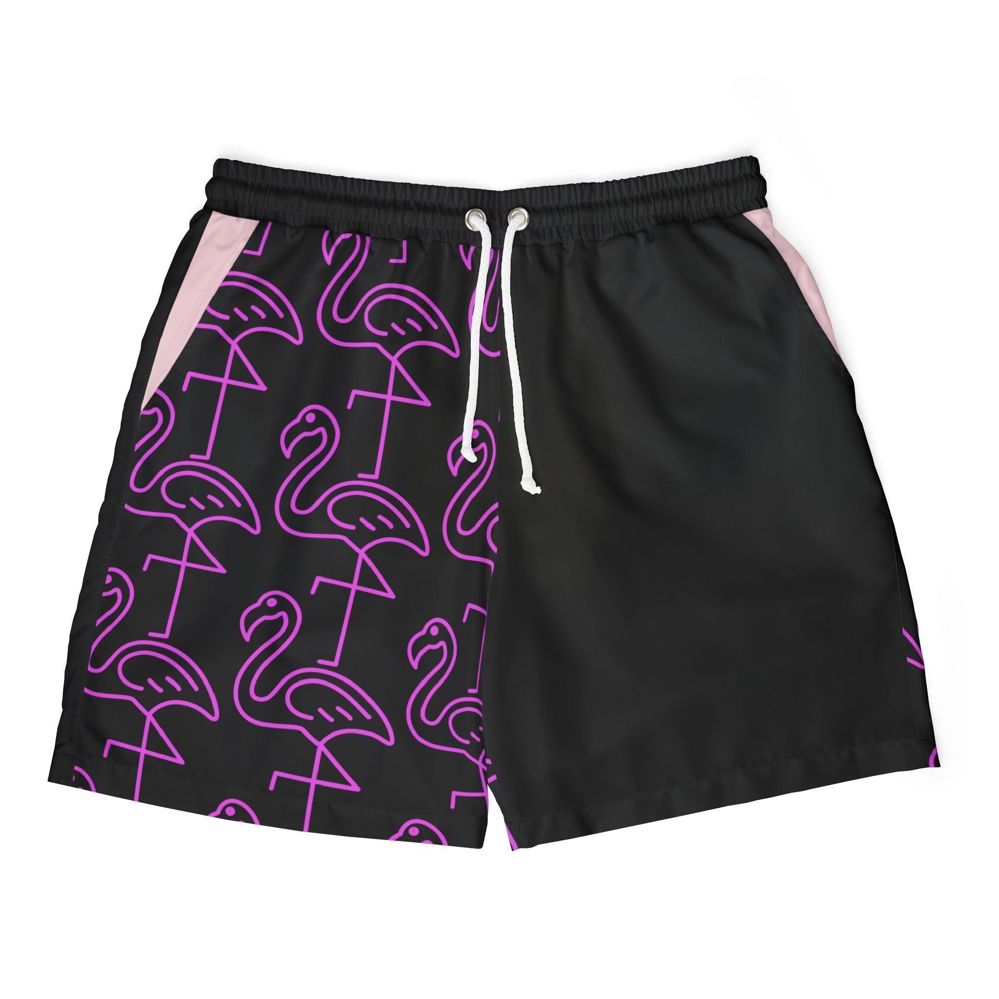 Vibrant Flamingo Print Swim Shorts, BY PARLO - Fun Beachwear, Unisex Swim Trunks, Summer Pool Party, Tropical Vacation Essentials