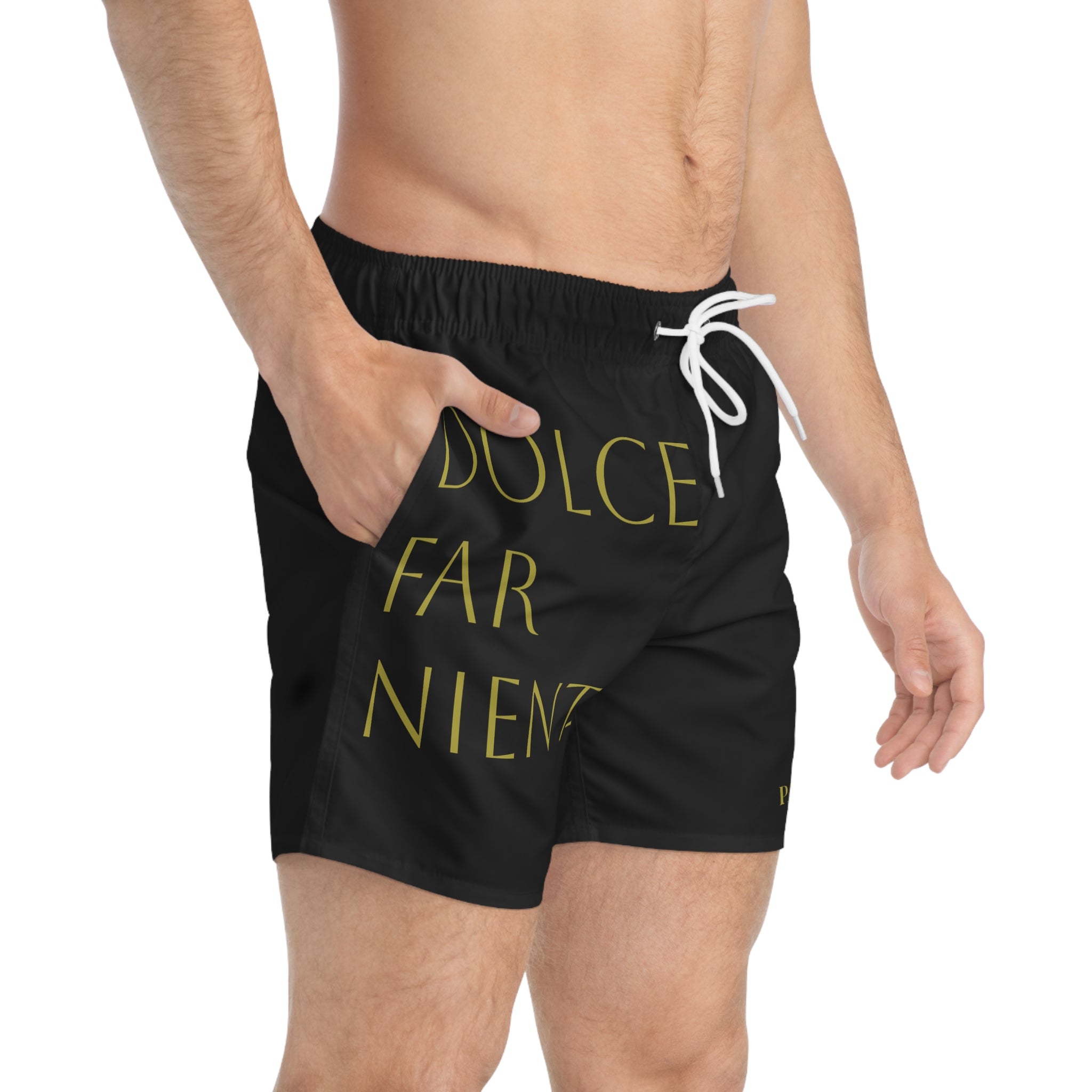 'Dolce Far Niente' Black Swim Trunks