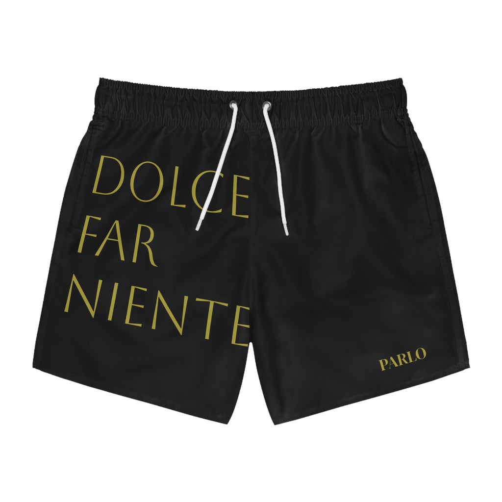 'Dolce Far Niente' Black Swim Trunks