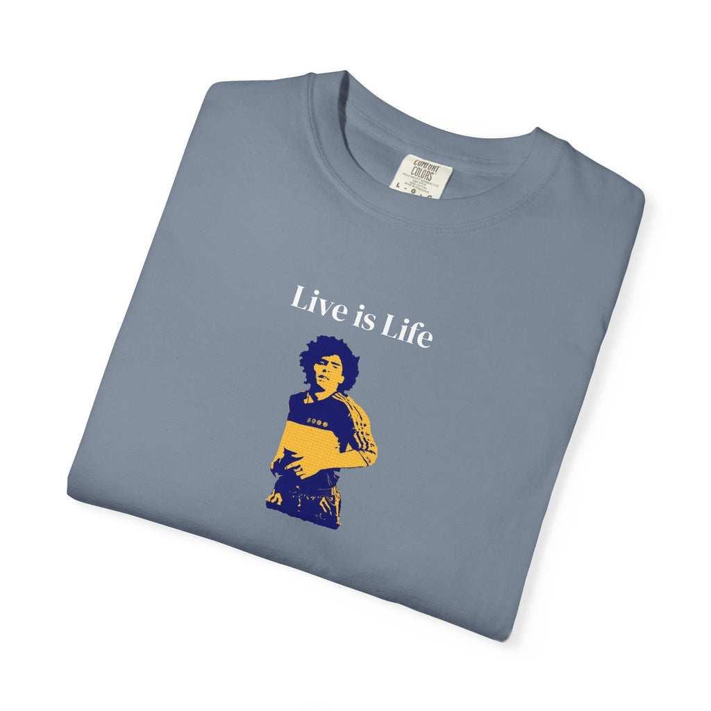 Live is Life - White T-Shirt Sports Unisex Garment-Dyed Tee