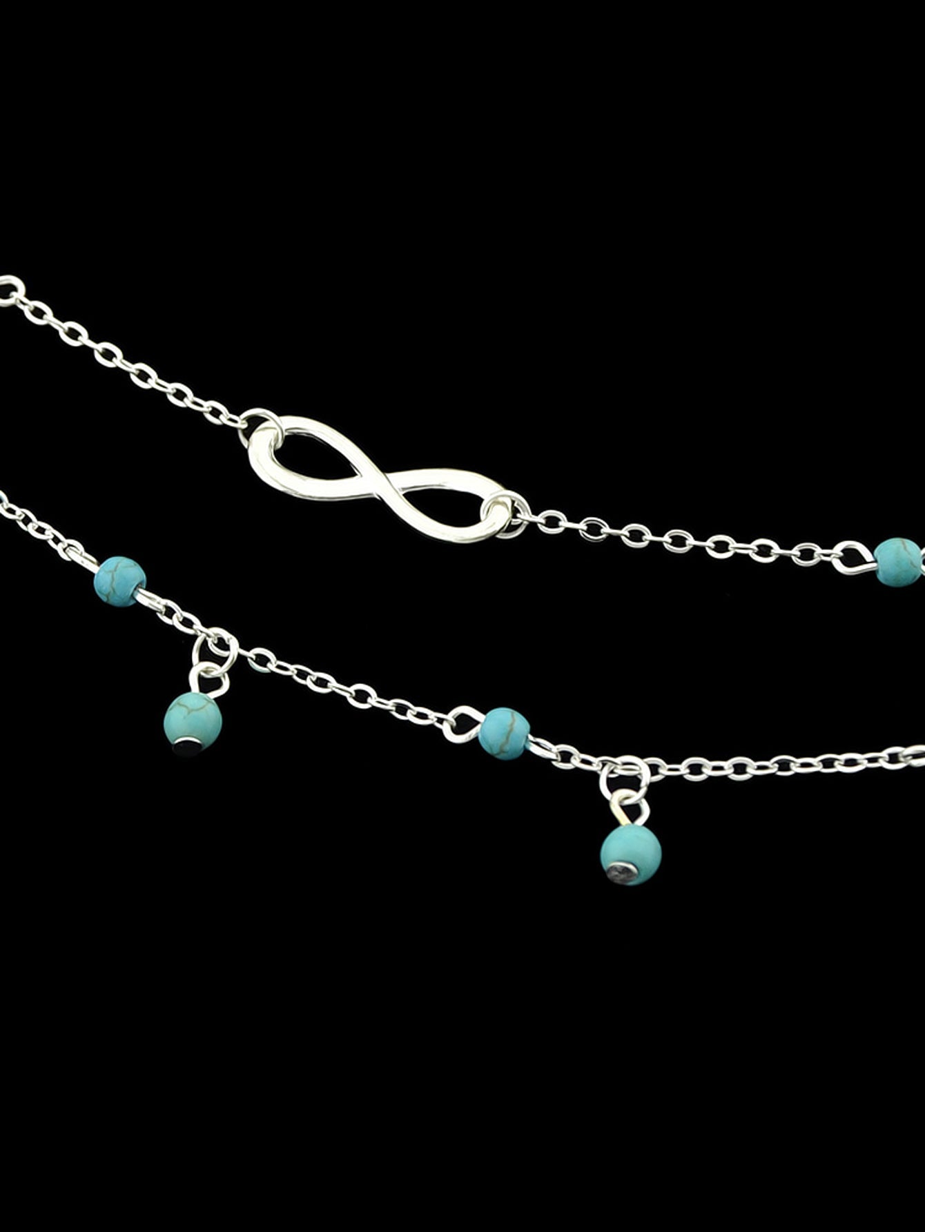 1 pc Double layer Chain Turquoise Infinity Anklet Barefoot Foot Beach Jewellery-2