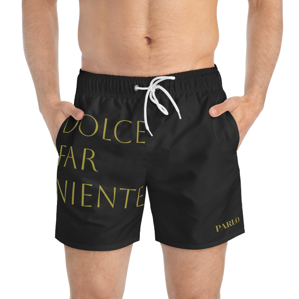'Dolce Far Niente' Black Swim Trunks