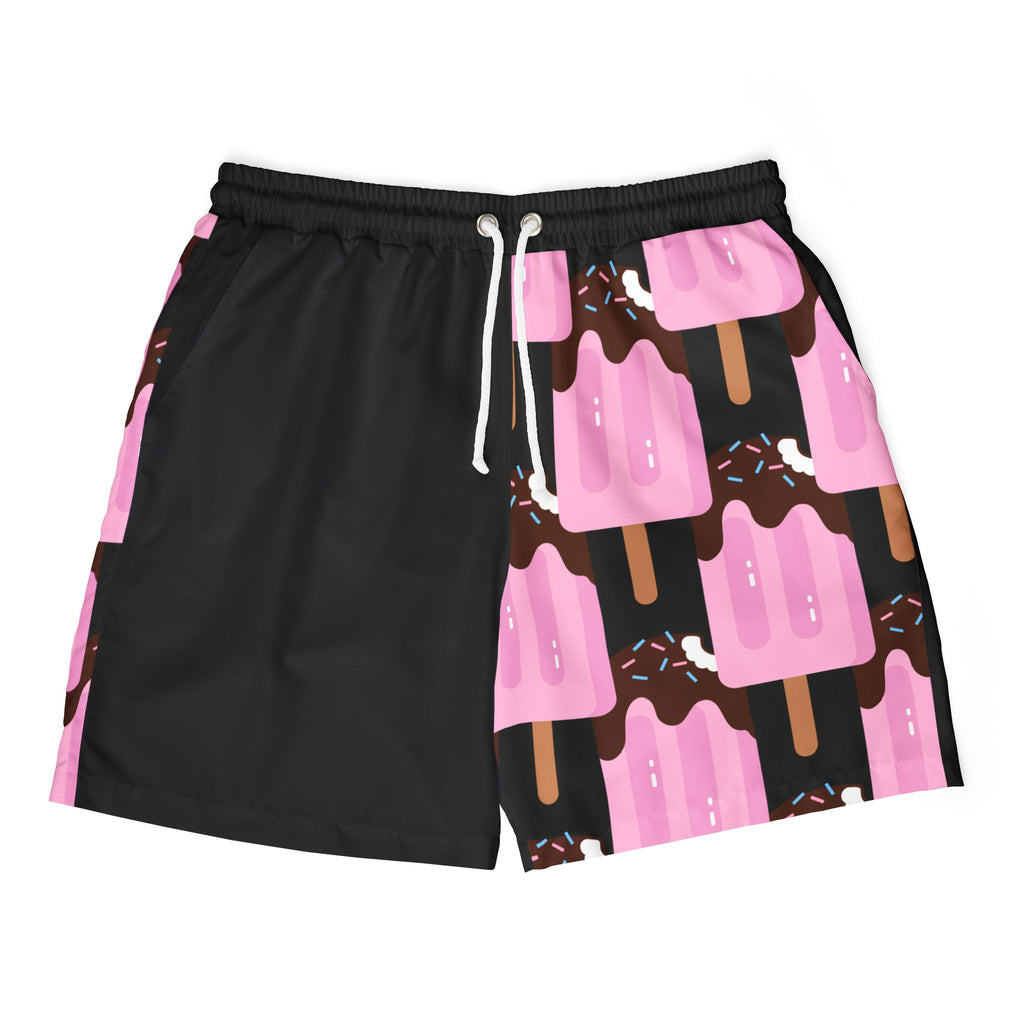 Ice Cream Print Unisex Swim Shorts - By PARLO Fun Beachwear, Summer Swim, Poolside Style, Vacation Essentials, Gender-Neutral Swimwear