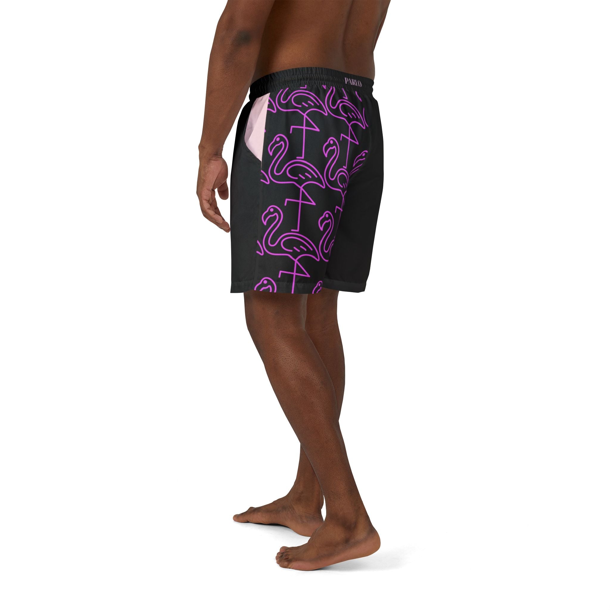Vibrant Flamingo Print Swim Shorts, BY PARLO - Fun Beachwear, Unisex Swim Trunks, Summer Pool Party, Tropical Vacation Essentials