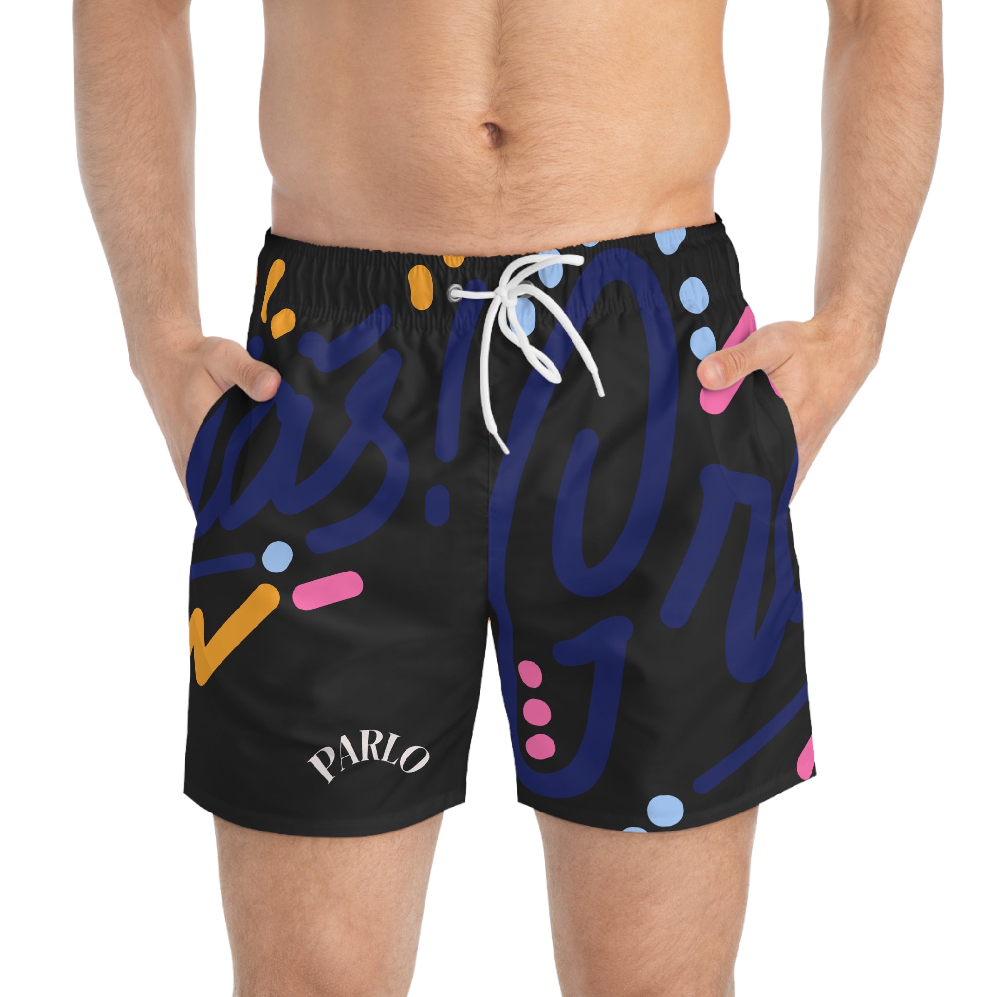Colorful Graphic Swim Trunks, Beach Shorts for Summer Fun, Vacation Wear, Pool Party Gear, Men's Swimwear