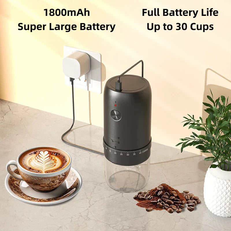 1800mAh Electric Coffee Grinder 40 Level Adjustable Burr Grinder Black-3